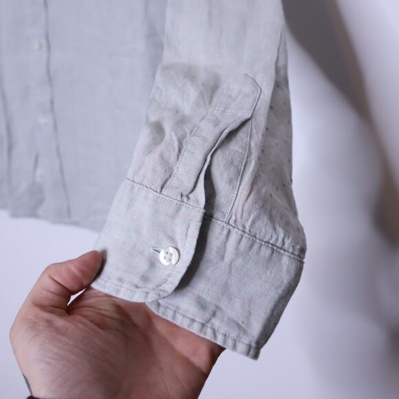 FRANK & EILEEN Barry Tailored Button-Up Shirt Mint Polka Dot Casual Women's M - Picture 3 of 15